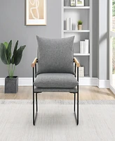 Office Star Dutton Armchair in Charcoal Fabric with Natural Arms and Black Sled Base