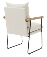 Office Star Dutton Armchair in Fabric with Natural Arms and Black Sled Base