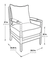 Office Star Kaylee Antique White Spindle Chair with Indigo Fabric