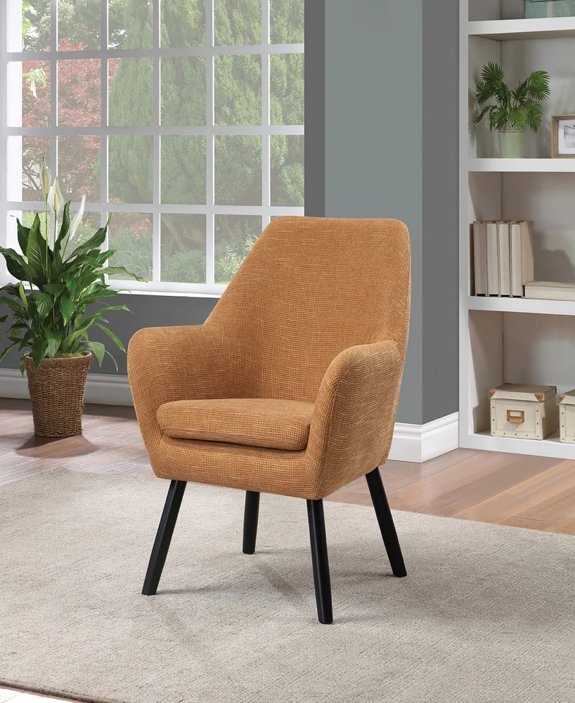 Office Star Della Mid-Century Accent Chair in Rust Fabric with Black Finish Legs