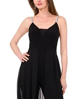 Msk Women's Rhinestone-Strap Chiffon-Leg Jumpsuit