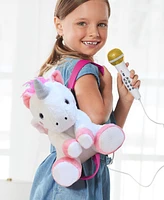 Singing Machine Plush Toy Sing Along Backpack with Microphone, Speaker, Songs, Sound Effects, UniQueen