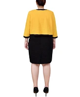Ny Collection Plus 3/4 Sleeve Textured Knit 2 Piece Dress Set