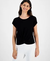 T Tahari Women's Twist-Hem Dolman-Sleeve Top