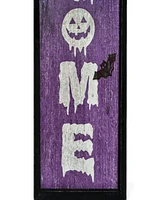 National Tree Company 39" Hanging Porch Sign, Purple, 'Unwelcome', Wooden Construction, Halloween Collection