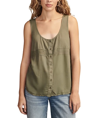 Lucky Brand Women's Cotton Floral-Print Military Tank Top