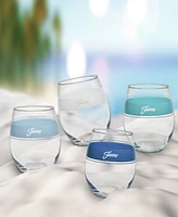 Fiesta Coastal Blues Frame 15-Ounce Stemless Wine Glass Set of 4