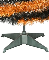 National Tree Company 7.5' Artificial Halloween Tree, Black and Orange, Tinsel, Includes Stand, Halloween Collection