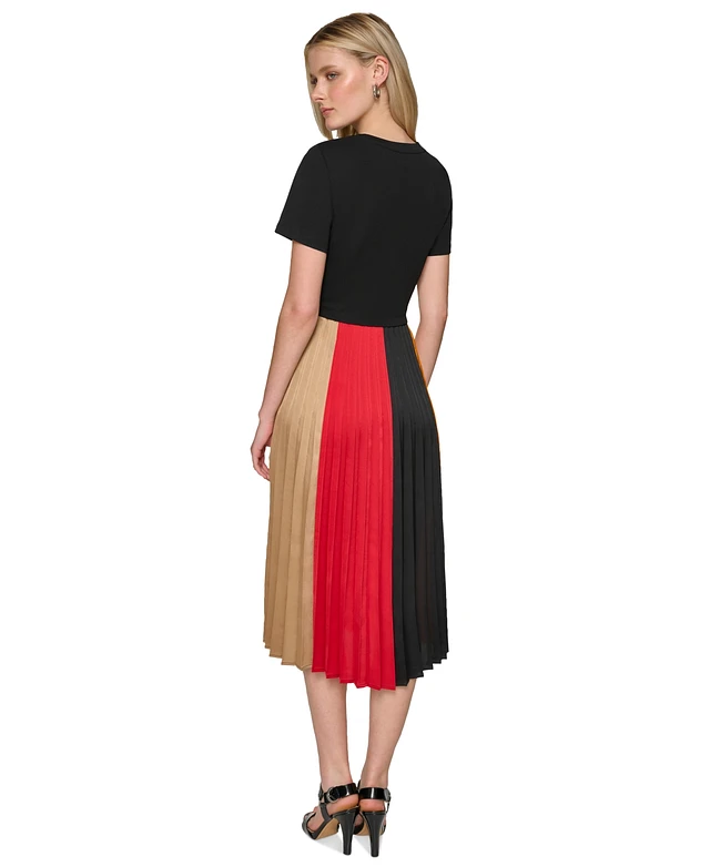 Karl Lagerfeld Paris Women's Floral-Print Pleated Midi Dress