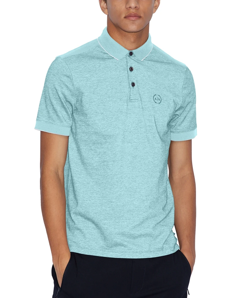 A|X Armani Exchange Men's Slim Fit Two-Tone Short-Sleeve Logo Polo Shirt