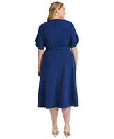 Dkny Plus Size Round-Neck Fit & Flare Scuba Crepe Dress