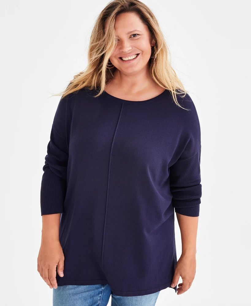 Style & Co Plus Size Knit Seam-Front Tunic Top, Created for Macy's