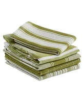 Design Imports Assorted Pattern, Kitchen Collection, Dishtowels Dishcloth, Parsley Green, 5 Piece