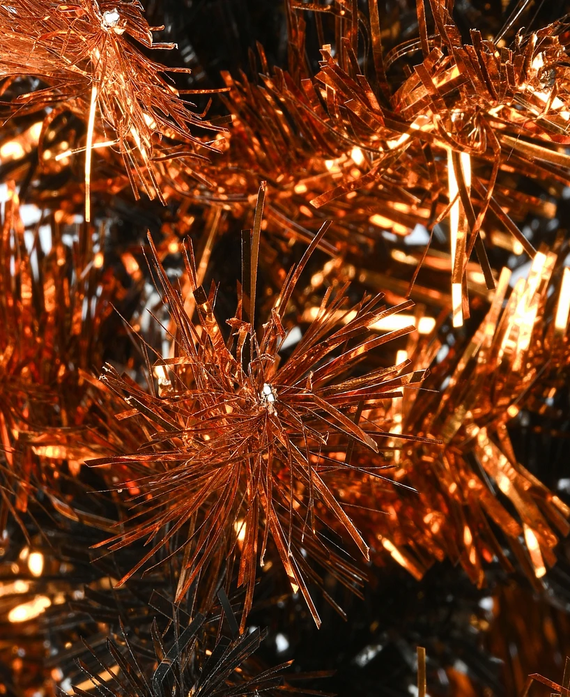 National Tree Company 24" Tinsel Tree, Black, Orange, Halloween Collection