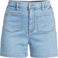 Lands' End Women's Recover High Rise Patch Pocket 5" Jean Shorts