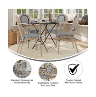 Merrick Lane Mael Set Of Four Stacking Thonet Bistro Style Chair With Arms, Textilene Seat