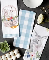 Design Imports Easter Basics Collection Springtime Kitchen Essentials, Dishtowel Set, Floral Bunny, 3 Piece