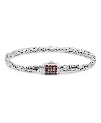 Devata Garnet & Borobudur Oval 5mm Chain Bracelet Sterling Silver