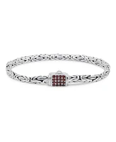 Devata Garnet & Borobudur Oval 5mm Chain Bracelet in Sterling Silver