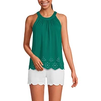 Lands' End Women's Lightweight Jersey Eyelet Tank Top