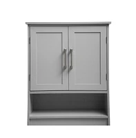 Merrick Lane Vigo Over The Toilet Bathroom Organizer With Shelves And Magnetic Closure Doors