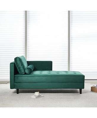 Simplie Fun Mid-Century Modern Velvet Chaise with Sleeper Option