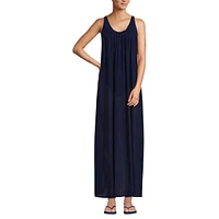 Lands' End Women's Rayon Poly Rib Scoop Neck Swim Cover-up Maxi Dress