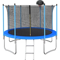 Streamdale Furniture 10 Ft Trampoline Inside Safety Net With Basketball Hoop