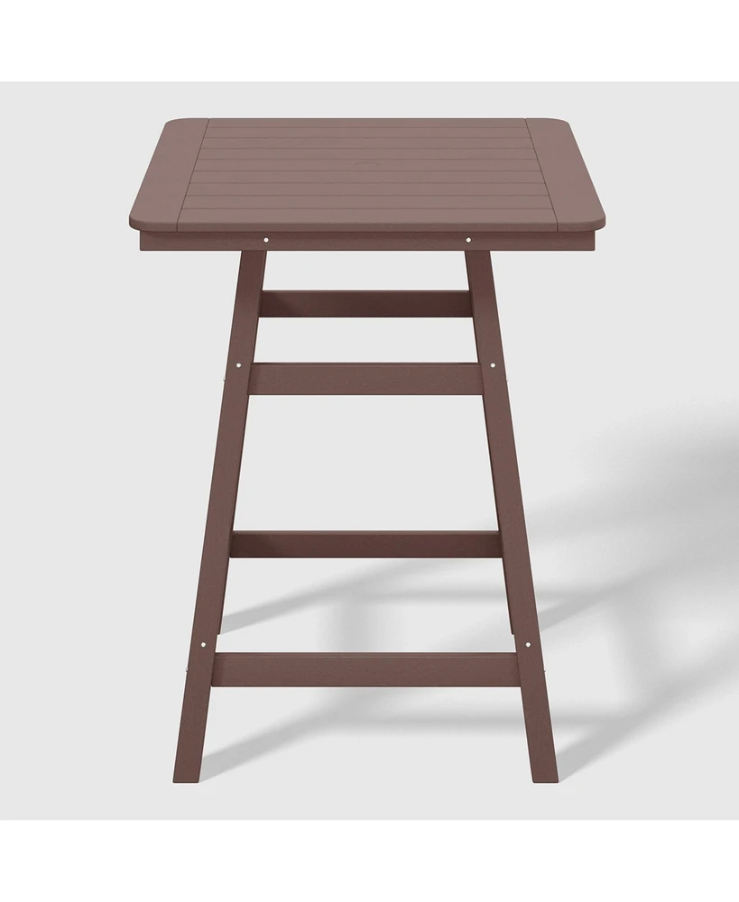 WestinTrends Square Outdoor Patio Counter High Bistro Bar Table With Umbrella Hole