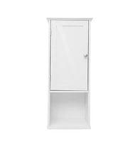 Merrick Lane Delilah Slim Linen Tower Organizer With Storage Drawer, Upper And Lower Cabinets With Magnetic Closure Doors And Open Shelf