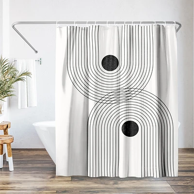 Americanflat 71x74 Geometric Shower Curtain - Black Geometrical Line by Tetyana Karankovska