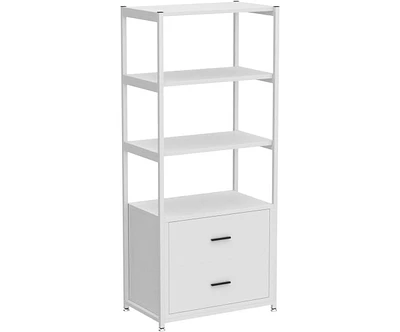 Tribesigns Bookcase, 4-Tier Bookshelf with 2 Drawers, Etagere Standard Book Shelves Display Shelf for Home Office