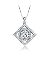 Rachel Glauber Elegant White Gold Plated Square Pendant Necklace