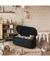 WestinTrends 42" Wide Mid-Century Modern Upholstered Velvet Tufted Oval Storage Ottoman Bench
