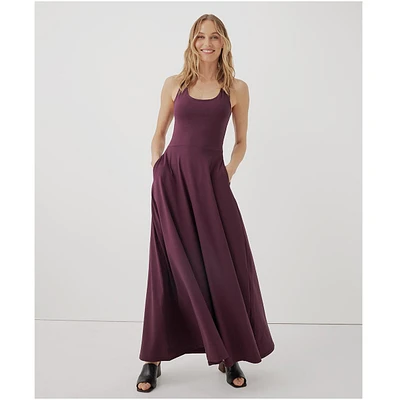 Pact Women's Fit & Flare Open Back Maxi Dress