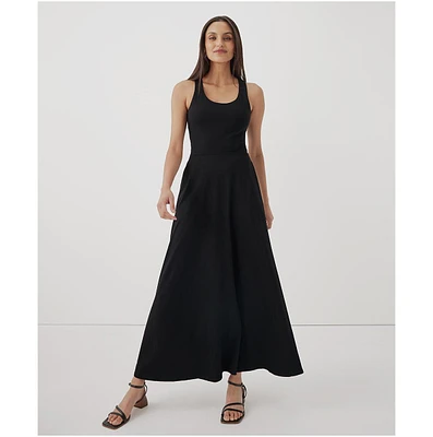 Pact Women's Fit & Flare Open Back Maxi Dress