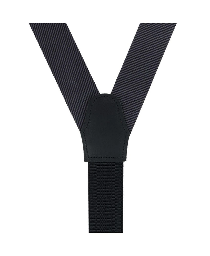 Trafalgar Men's Leyton Diagonal Lined Tone on Tone Silk Formal Suspenders