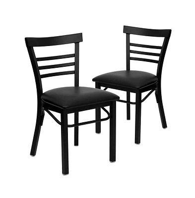 Emma+Oliver 2 Pack Three-Slat Ladder Back Metal Restaurant Chair