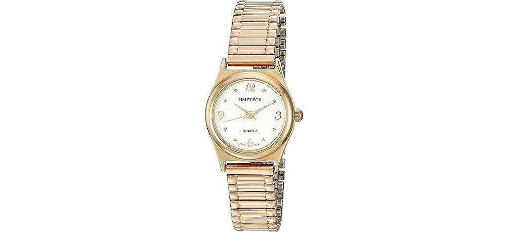 Timetech Women's 14K Gold Plated Stretch Expansion Bracelet Watch