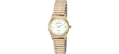 Timetech Women's 14K Gold Plated Stretch Expansion Bracelet Watch