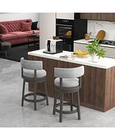 Swivel Bar Stool with Upholstered Back Seat and Footrest