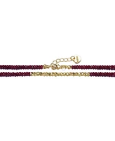 GiGiGirl 14k Yellow Gold Plated Necklace with Red and Gold Plated Mineral Beads in Pattern for Kids