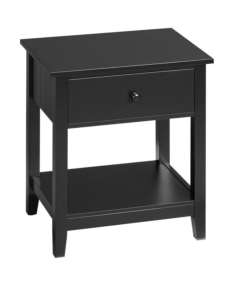 Homcom Nightstand Bedside Table End Table Organizer W/ Drawer Shelf Black