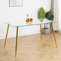 Streamdale Furniture Modern 51" Glass Dining Table, Gold Metal Legs