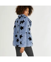 Nvlt Women's Short Pile Faux Fur Star Print Jacket