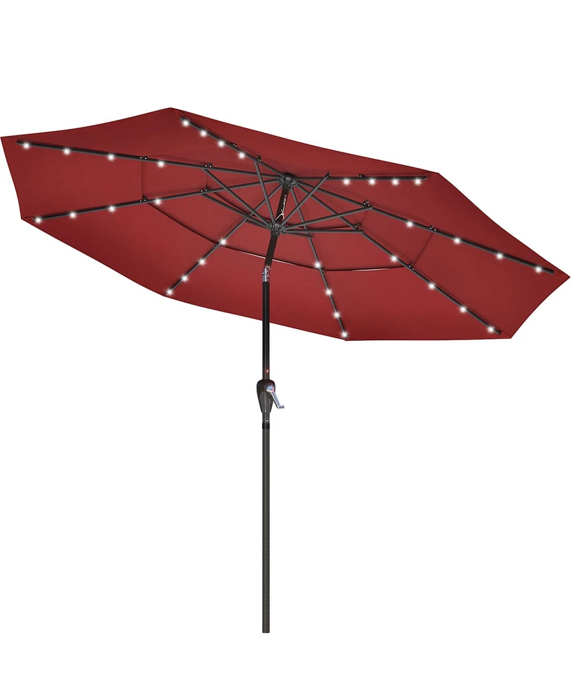 Mondawe 10 ft 3-Tier Outdoor Patio Market Umbrella with Double Air Vent and Push Button Tilt