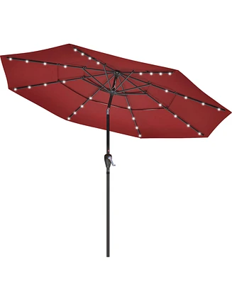 Mondawe 10 ft 3-Tier Outdoor Patio Market Umbrella with Double Air Vent and Push Button Tilt, Beige