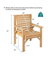 Sugift Outdoor Solid Fir Wood Chair with Inclined Backrest