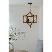 Streamdale Furniture Wood Drum Chandelier, Adjustable Chain, Bulb Not Included