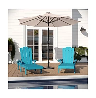 Merrick Lane Solvang Set Of 2 Indoor/Outdoor Adjustable Adirondack Loungers With Fold Out Cupholders- Recycled All-Weather Hdpe Lounge